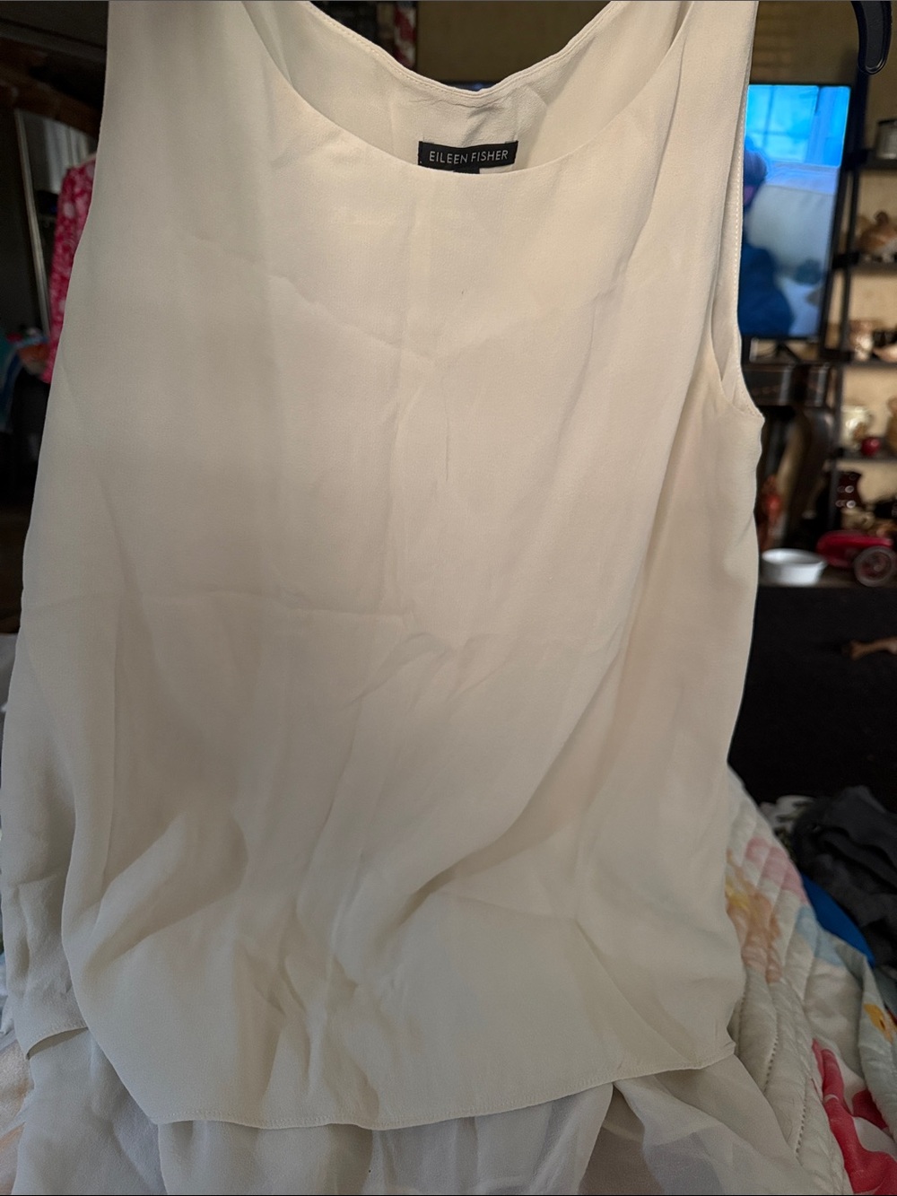 Eileen Fisher Off-White Sleeveless Layered Blouse 0022